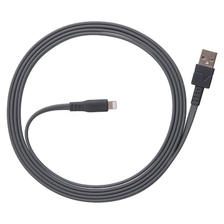 Chargesync Flat USB A To Apple Lightning Cable 3.3ft, Grey